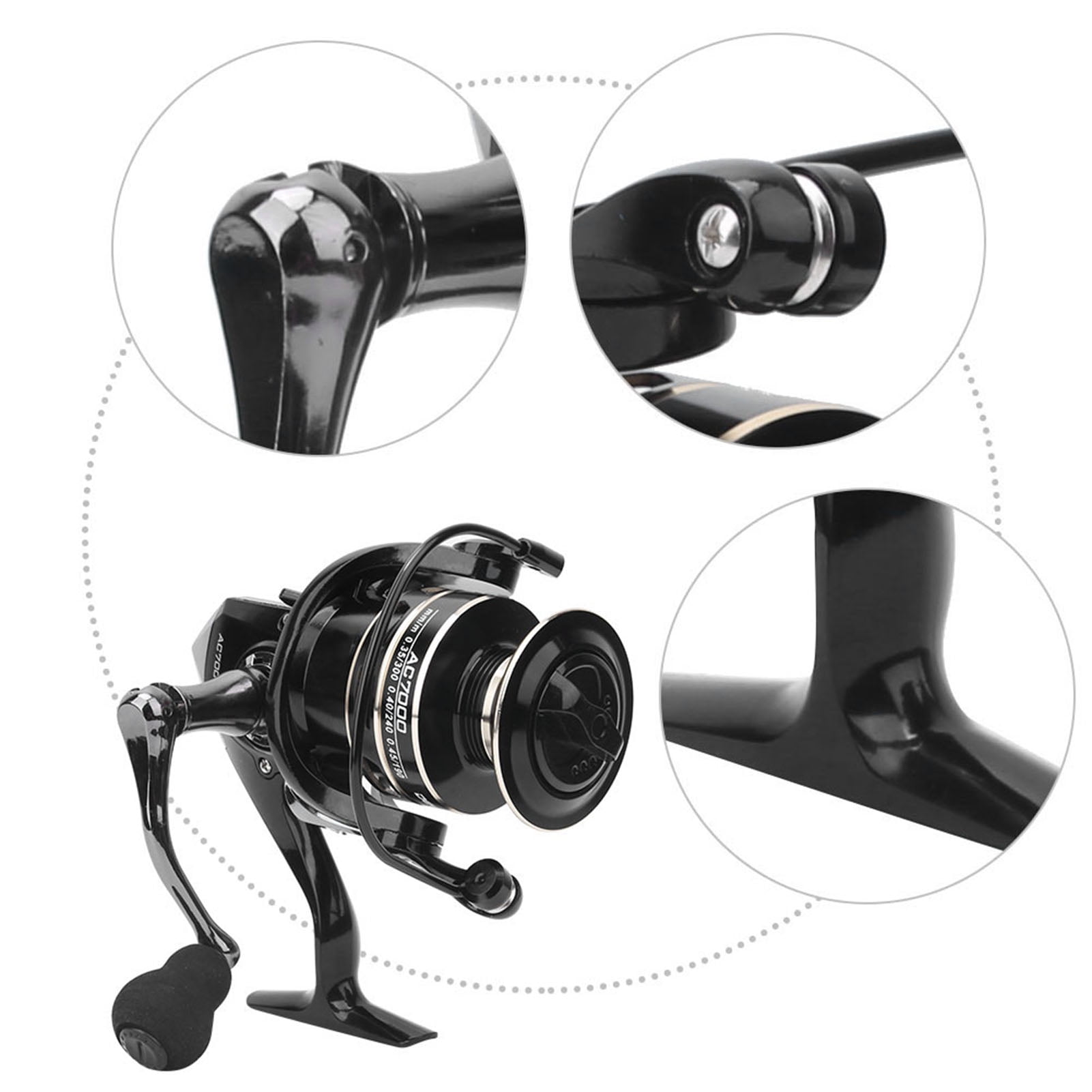 Suodoka Metal Spinning Fishing Reel AC7000 Long Range Throwing Sea Fish Bait Casting Wheel Accessory for Saltwater and Freshwater Fishing, 5.91 inches / 15.00 cm, 15.2 oz / 431 g