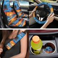 thumbnail image 2 of XYZCANDO Sunset Palm Tree 14 Pcs Auto Seat Covers Full Set Steering Wheel Cover Center Console Pad Seat Belt Covers Headrest Covers for Most Cars SUVs Sedans, 2 of 7
