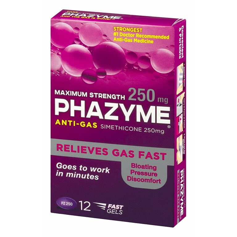 Phazyme Extra Strength Softgels, 12 Count, Simethicone for Gas