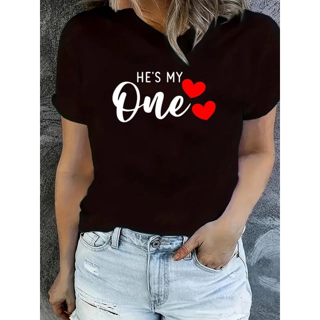 Camisetas de San Valentín para él y para ella - Cuello redondo para primavera y verano, camisetas a juego para parejas | Camiseta de manga corta | Ajuste cómodo, camiseta deportiva informal