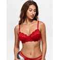 thumbnail image 5 of Wingslove Women’s Sexy Lace Bra Underwire Non Padded Full Coverage Unlined Plus Size Bralette,Lava Red 40C, 5 of 5