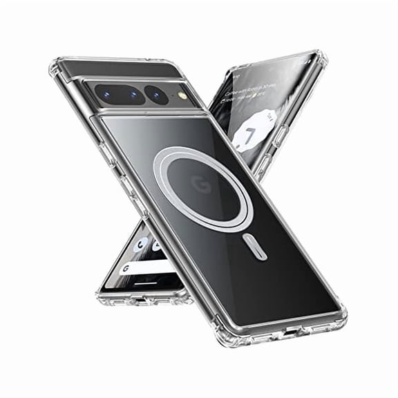Saluqifa Clear Case for Pixel 7 Pro Compatible with Mag Safe Accessory Magnetic Wireless Charger Never Yellow Slim Fit Full Body Shockproof Case for Pixel 7 Pro Crystal Clear