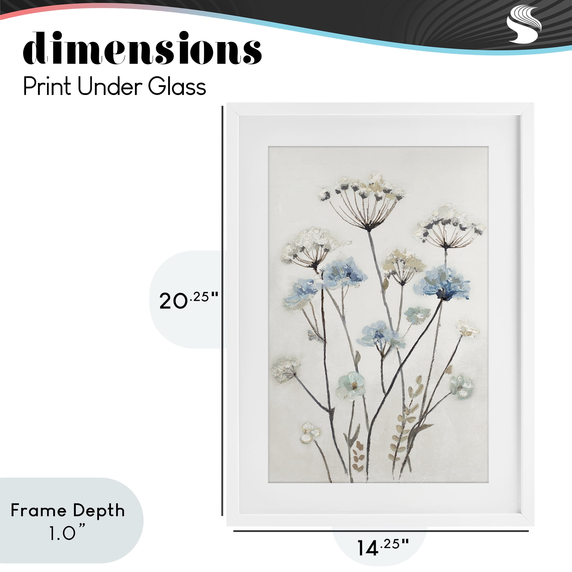 Stupell Industries Soft Jardin Azul White Framed Print Under Glass, design by Patricia Pinto