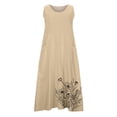 thumbnail image 5 of Rciityk Womens Dresses Cotton Linen Round Neck Sleeveless Long Dress Plus Size Loose Tank Elegant Flowy Dresses with Pockets Summer Beach Vacation Clothes, 5 of 5