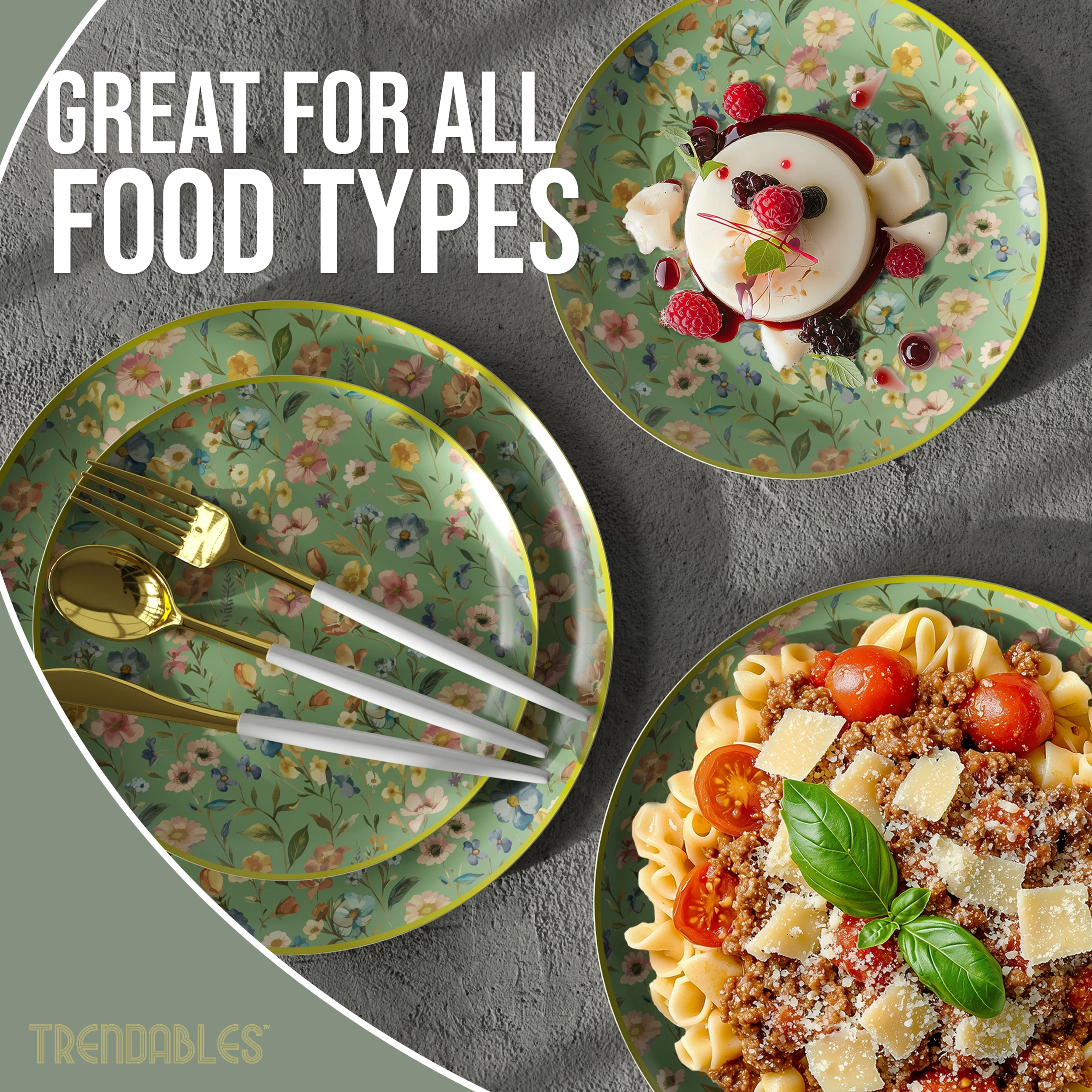 Crown Display Heavy Duty Paper Plates Set for 16 Guests, 32 Fancy Disposable Plates, Bouyant