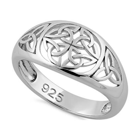925 Sterling Silver Platinum Plated Celtic Deco Women Valentines Day Gifts Ring