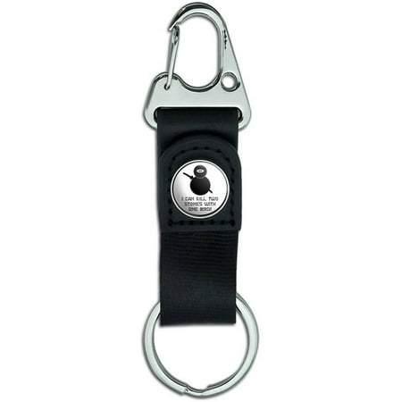 I Can Kill Two Stones With Bird!, Ninja Belt Clip On Carabiner Leather Keychain Fabric Key Ring