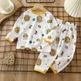 thumbnail image 2 of HCNTES Toddler Boy 2-piece Pajamas Sleepwear Pjs for Baby Cute Soft Clothes Suit Dailywear & Loungewear Outfits Set Kids Clothing Outfits(Yellow,5-6 Years), 2 of 5