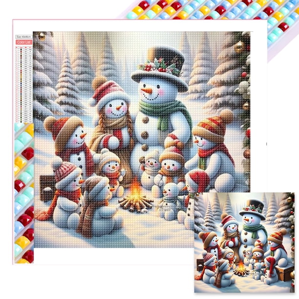 5D DIY Taladro Cuadrado Navidad Muñeco Nieve Arte 45x45cm