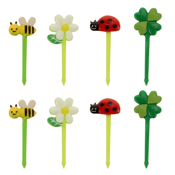 Paquete de 5 palillos de comida para niños, decoración de bento, palillos de comida reutilizables con dibujos animados.