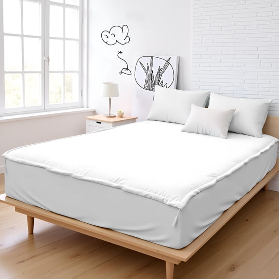 Microfiber Zipper Fitted Sheet Cal King Size 72X84 - Includes 2 Zip On Sheets  1 Bottom Fitted Base - Fit's 16” In Deep Pocket - Easy to Change,Soft,Smooth -Fitted Sheet - White Color