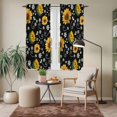 thumbnail image 6 of Black Yellow Sunflower Kitchen Curtains 63 Inch Length, Summer Botanical Farmhouse Floral Tiers Curtains for Living Room Berdoom Bathroom, Light Filtering Drapes Window Treatment 2 Panels 42"Wx63"L, 6 of 8