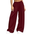 thumbnail image 6 of SYwaren Pants for Women Wide Leg Casual Loose Fit Fall Comfortable Solid Elastic Waist Pocket Full Length Pants, 6 of 9