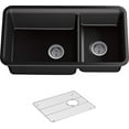 thumbnail image 1 of Kohler K-8204-CM1 Cairn Undermount Double Bowl Kitchen Sink with Basin Rack Large/Medium Matte Black, 1 of 4