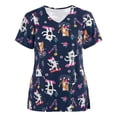 thumbnail image 5 of Pompotops Femmes Mode Manches Courtes V-Cou Tops Travail Uniforme Chemisier Imprimé, 5 of 5