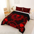 thumbnail image 2 of Castle Fairy Halloween Baroque Skull Queen Comforter Set 3 Pieces,Chain Damask Floral Comforter Sets Queen,Red Blacks,1 Comforter and 2 Pillowcases,Black Reversible, 2 of 6