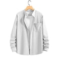 thumbnail image 4 of lcziwo men's Upf 50+ Sun Protection Fishing Shirt Button down Long Sleeve Shirts Solid Color Summer Holiday Jackets White XL, 4 of 9