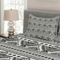 thumbnail image 2 of Ambesonne Black White Quilted Coverlet 3 Pcs, Eagle Prehistoric Art, Queen Size, Black White, 2 of 3