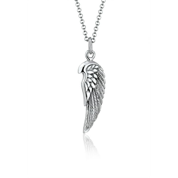 KUZZOI Men 0.22" Angel Feather Pendant Vintage Necklace 925 Silver