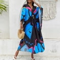 thumbnail image 5 of WULMLEO Kaftan Dresses for Women V Neck Batwing Sleeve Moomoo Nightgowns for Swimwear Plus Size Colorful Dresses Dark Blue One Size, 5 of 5