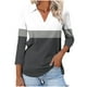 thumbnail image 1 of Camiseta de Solapa de Cuello en V de la Manga Superior de 3/4 de las Mujeres, Uso Diario Cómodo Casual, 1 of 4