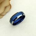 thumbnail image 2 of Men's Women's Tungsten Wedding Band Engagement Ring 8mm Blue IP Brushed Center High Polished Beveled Edge, 2 of 4