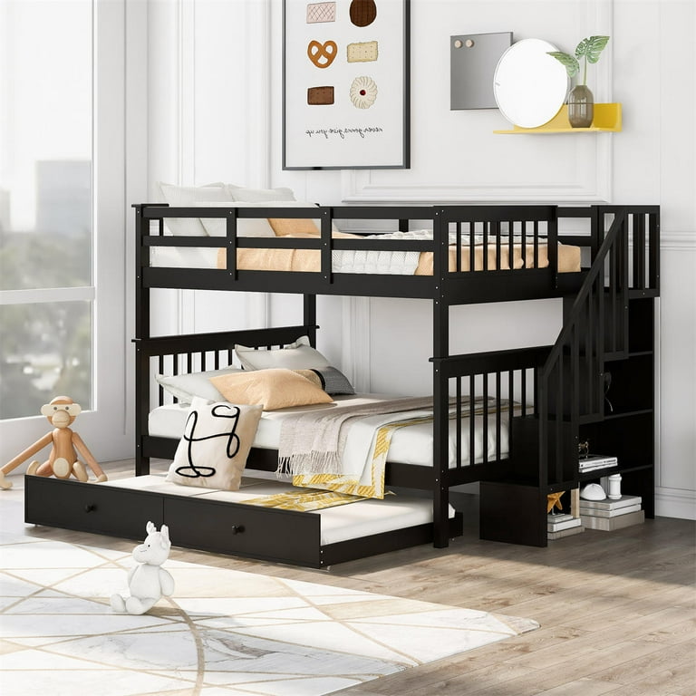 Naples Bunk Bed Espresso With Staircase And Storage