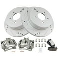 thumbnail image 2 of TRQ Rear Performance Brake Pad & Rotor Kit Brake Caliper Brake Pads Brake Rotors Set Ceramic Vented Premium G-Coated Fits Select 2007-2009 Chevrolet Equinox Pontiac Torrent 2008-2010 Saturn Vue, 2 of 6
