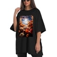 thumbnail image 4 of Plus Size Shirt for Women Black Tops for Women Oversized Short Sleeves Shirt for Women Flowers T Shirt Crewneck Shirt for Women XL, 4 of 5
