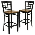 thumbnail image 2 of BizChair 2 Pk. Black Window Back Metal Restaurant Barstool - Cherry Wood Seat, 2 of 8
