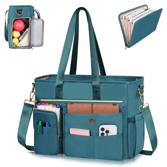 ESTARER Sac Fourre-Tout pour Enseignante pour Femmes 2 Pcs, Sac de Travail pour Ordinateur Portable de 15,6 Pouces Sac pour Ordinateur avec Chemise Extensible, Grands Sacs Messagers Résistants à l'Eau avec I