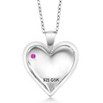 thumbnail image 2 of Gem Stone King Keren Hanan 0.13 Ct Round Pink Sapphire 18K Yellow Gold Plated Silver 2 Heart Love Treasure Pendant Necklace for Women With Chain, 2 of 5