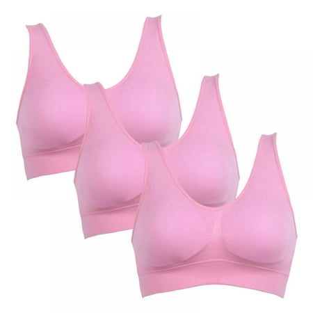 

Breathable Underwear Sport Yoga Bras Lovely Young Outdoor Women Seamless Solid Bra Fitness Bras Tops 3-Pack Pink - S-3XL