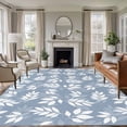 thumbnail image 3 of Leaves Area&nbsp;Rug 5x7ft Abstract Country Spring Light Blue White Leaf Plant Blue Non-Slip&nbsp;Washable Square&nbsp;Rugs Soft Felt Indoor Floor Mat for Bedroom Kitchen Living Room Bathroom, 3 of 9