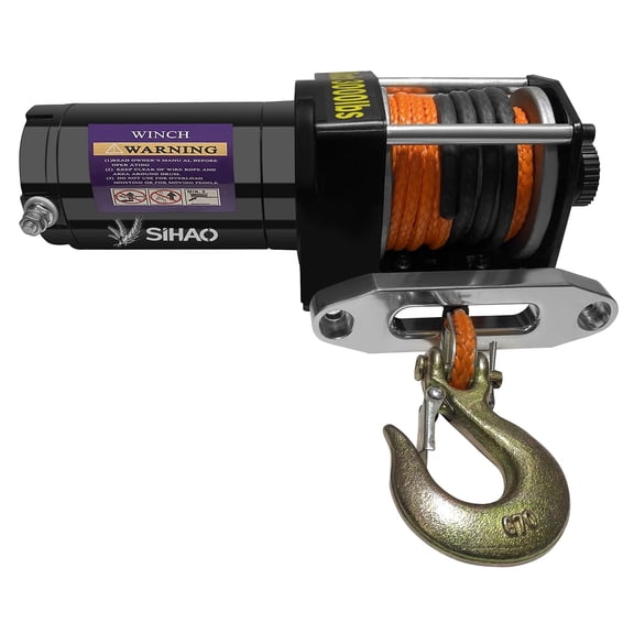 SHUNHENGYE 3000 Lbs Car Winch, Synthetic Rope Off-Road Winch with Wireless Remote & Wired Handle, Includes Mounting Plate & Rope Stopper for SUV ATV UTV Trailer Recovery