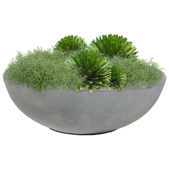 Sunnydaze Percival 20.75" x 20.75" x 11.5" Round Gray Polyresin Outdoor Planter Pot
