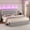 Gray, variant on SIBEDS Full Upholstered Bed Frame with Adjustable Headboard and LED Lights, White PU Tufted Diamond Button, No Box Spring Needed, Noise Free