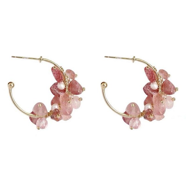 RV Vintage Yard Wind Pendientes de aguja de plata Perla natural Rosa Cristal Fresa Chica Superhada Sailing Electrónica