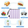 thumbnail image 5 of Haosy 3 Pack Reusable Ziploc Bags BPA Free Healthy Food Storage Bag Leakproof Sandwich Snack Freezer Bags Pale Violet and White Striped, 5 of 7