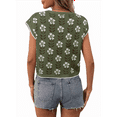thumbnail image 3 of Womens Summer Casual Printed Tops Cap Sleeve Crew Neck Cute Knit Sweaters Green M, 3 of 7