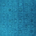thumbnail image 1 of Ahgly Company Machine Washable Indoor Square Oriental Turquoise Blue Industrial Area Rugs, 4' Square, 1 of 4