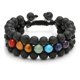 thumbnail image 1 of Pulsera tejida de tres capas de piedra de ojo de tigre hecha a mano con sección de color pedernal Pulsera tejida de tres filas de piedra de ojo de tigre azul Piedra volcánica colorida, 1 of 5