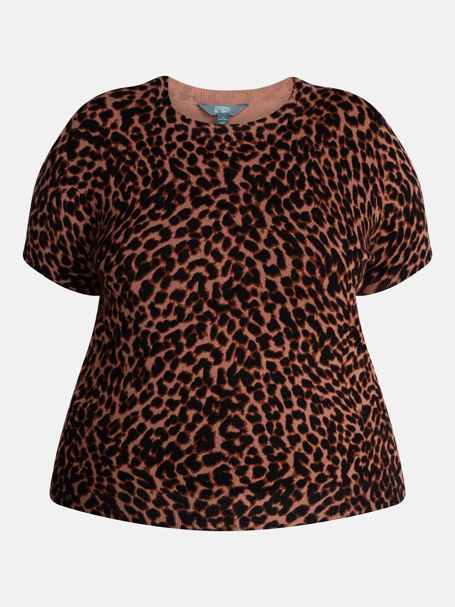 Terra & Sky Women's Plus Sweater Top with Short Sleeves, Lightweight, Sizes 0X-5X