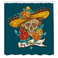 thumbnail image 3 of Ambesonne Skull Shower Curtain, Mexican Hat, 69"Wx84"L, Petrol Blue Turquoise, 3 of 5