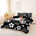 thumbnail image 3 of Erosebridal Boys Soccer Games Kids Queen Duvet Cover Set,Football Sport Theme Bedding For Boys,Reversible Black 3pcs,No Comforter, 3 of 6