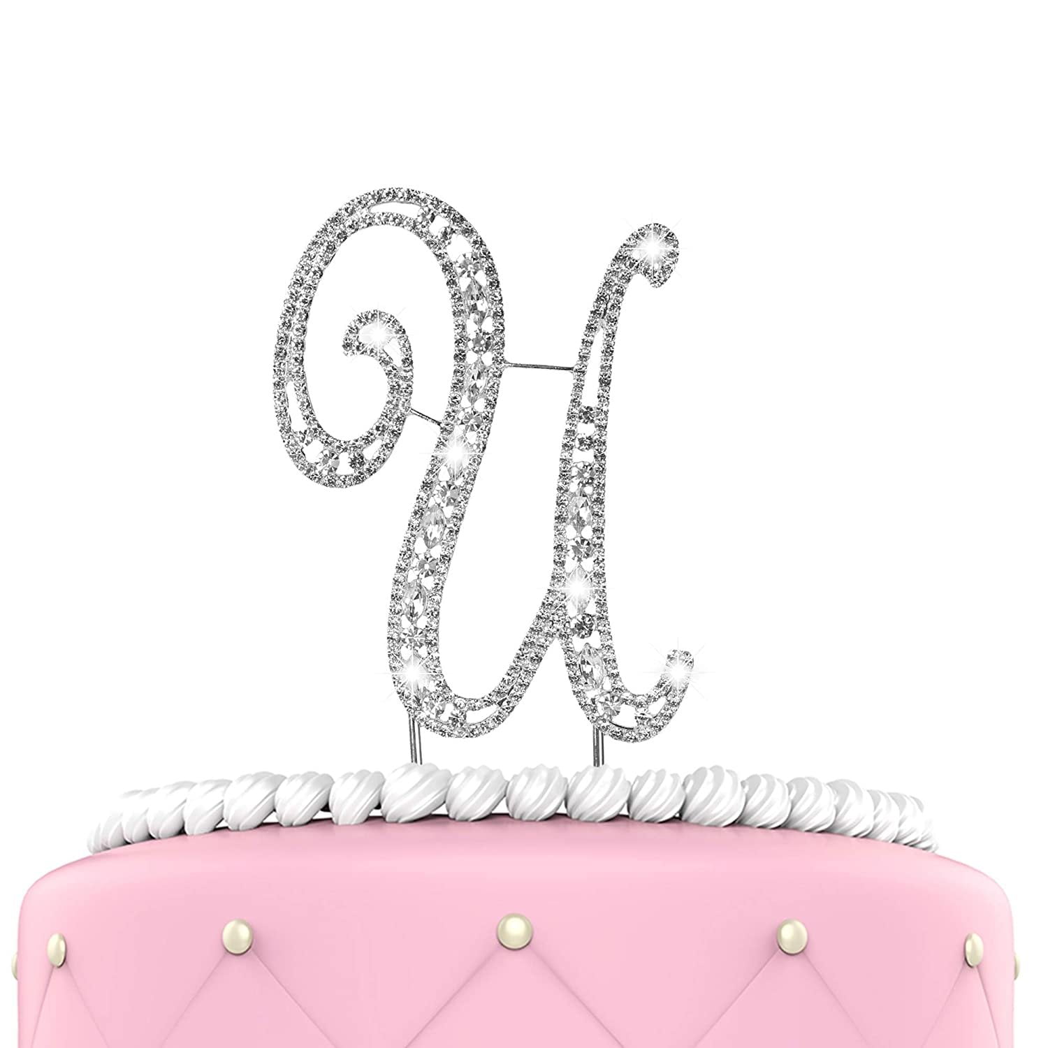 O Creme Rhinestone Cake Topper 4 Inch Silver Colored Letters For Wedding Birthday And Personalized Cakes Sparkly Metal Alphabet Bling Decoration For Monograms Initials And Names Letter U Walmart Com