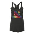 thumbnail image 2 of Wild Bobby Be A Kind Human Positive Inspirational Slogan Inspirational/Christian Women Tri-Blend Racerback Tank Top, Vintage Black, Small, 2 of 6