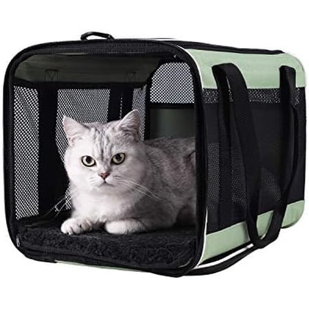 Easy Load Pet Carrier for Large Medium Cats 2 Cats and Small Dogs with Comfy Bed. Easy to Get Cat in Escape Proof Easy Storage Washable Safe and Comfortable for Vet Visit and Car Ride