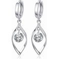 thumbnail image 1 of Cubic Zirconia Hoop Earrings - Sterling Silver Hypoallergenic CZ Huggies Earrings with Drop Dangle for Women Girls, 1 of 4
