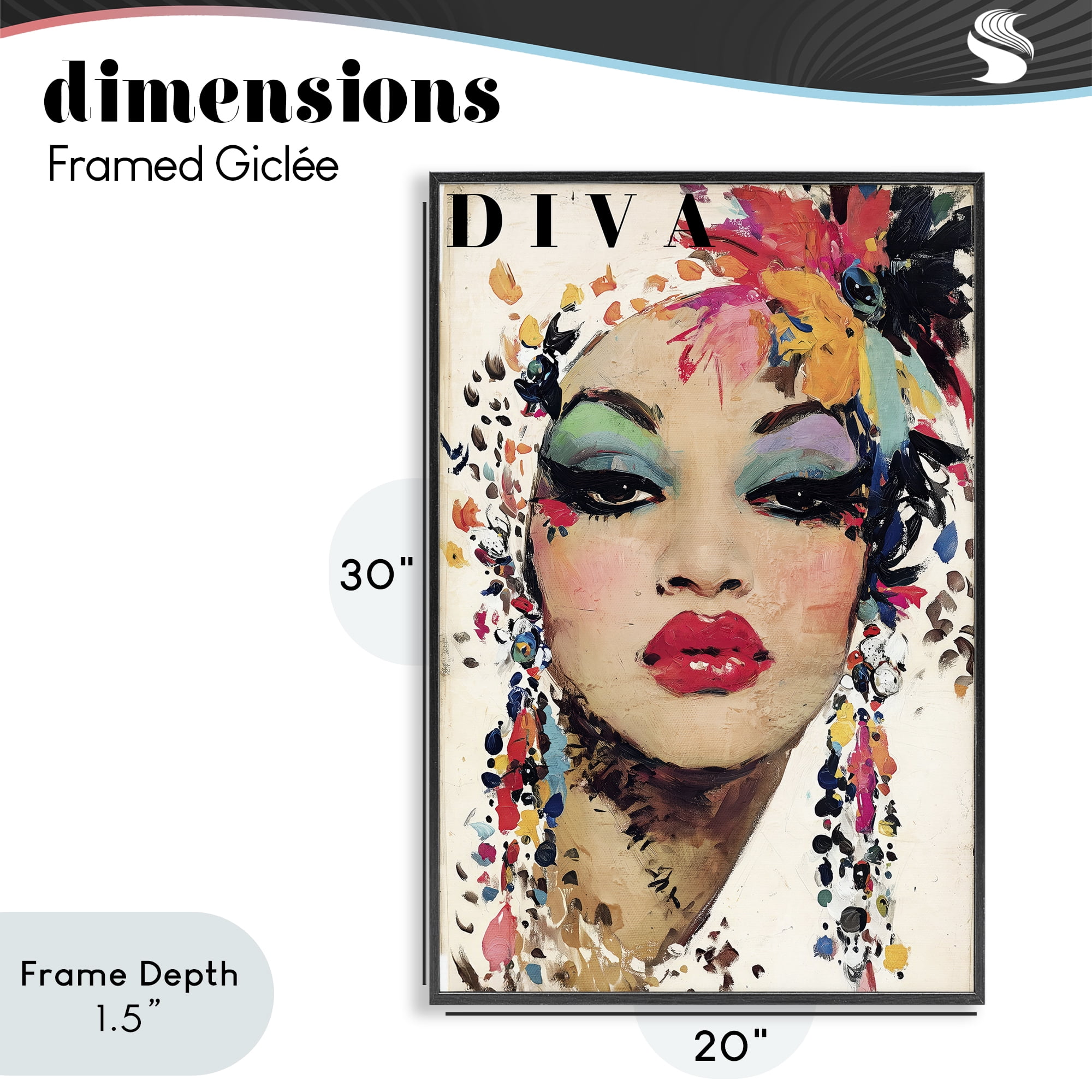 Stupell Industries Diva Fashion Portrait Black Framed Giclee Art, design by Annabelle Hall